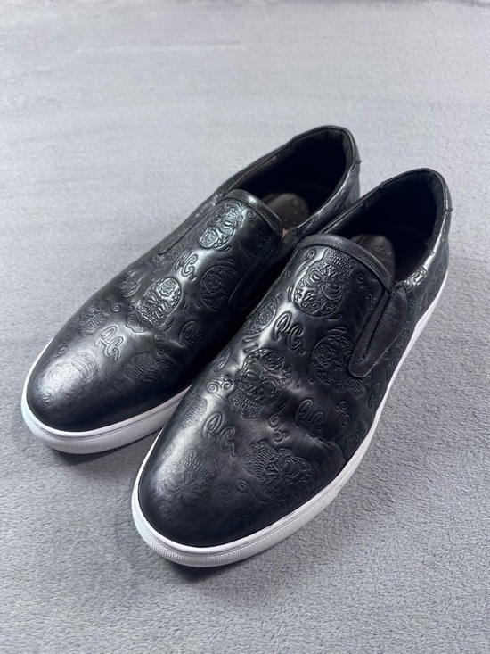 Robert Graham Other - Robert Graham Rider Black Embossed Leather Slip-On Sneakers